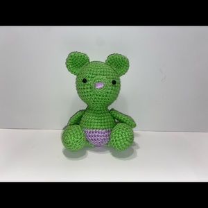 Green/Purple Crochet Teddy Bear